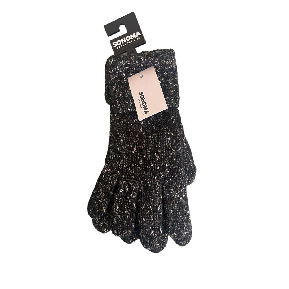 SONOMA Women’s Gloves Knit Black Speckled One Size New With Tags